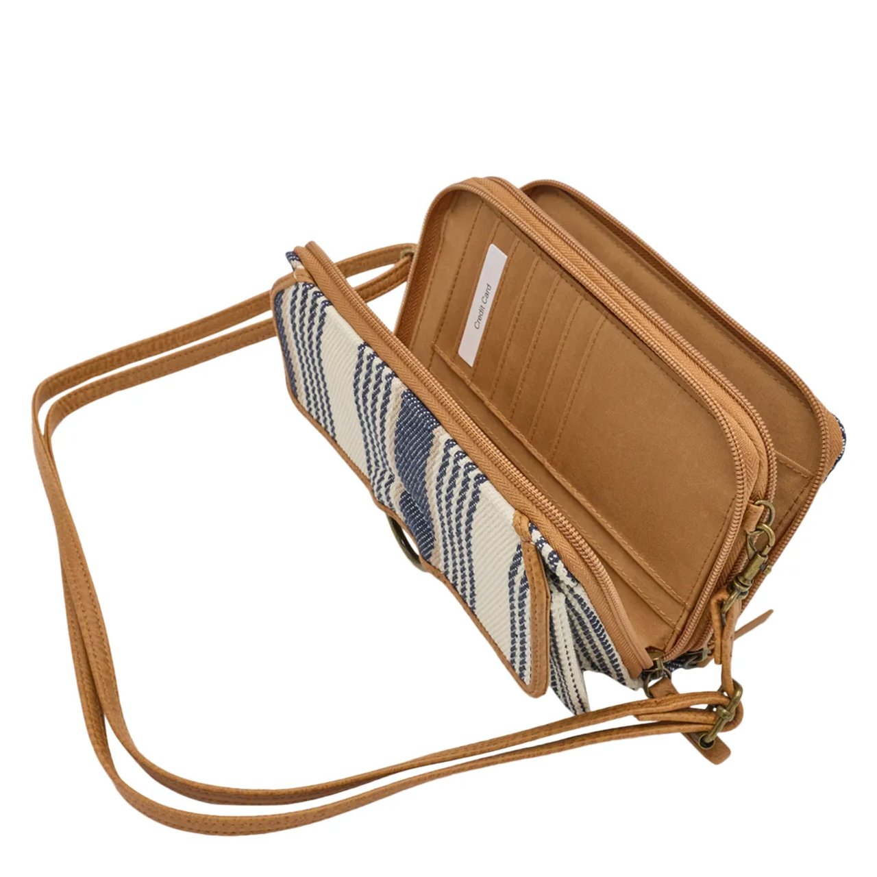 Women's Stripe Wallet On A String Bag