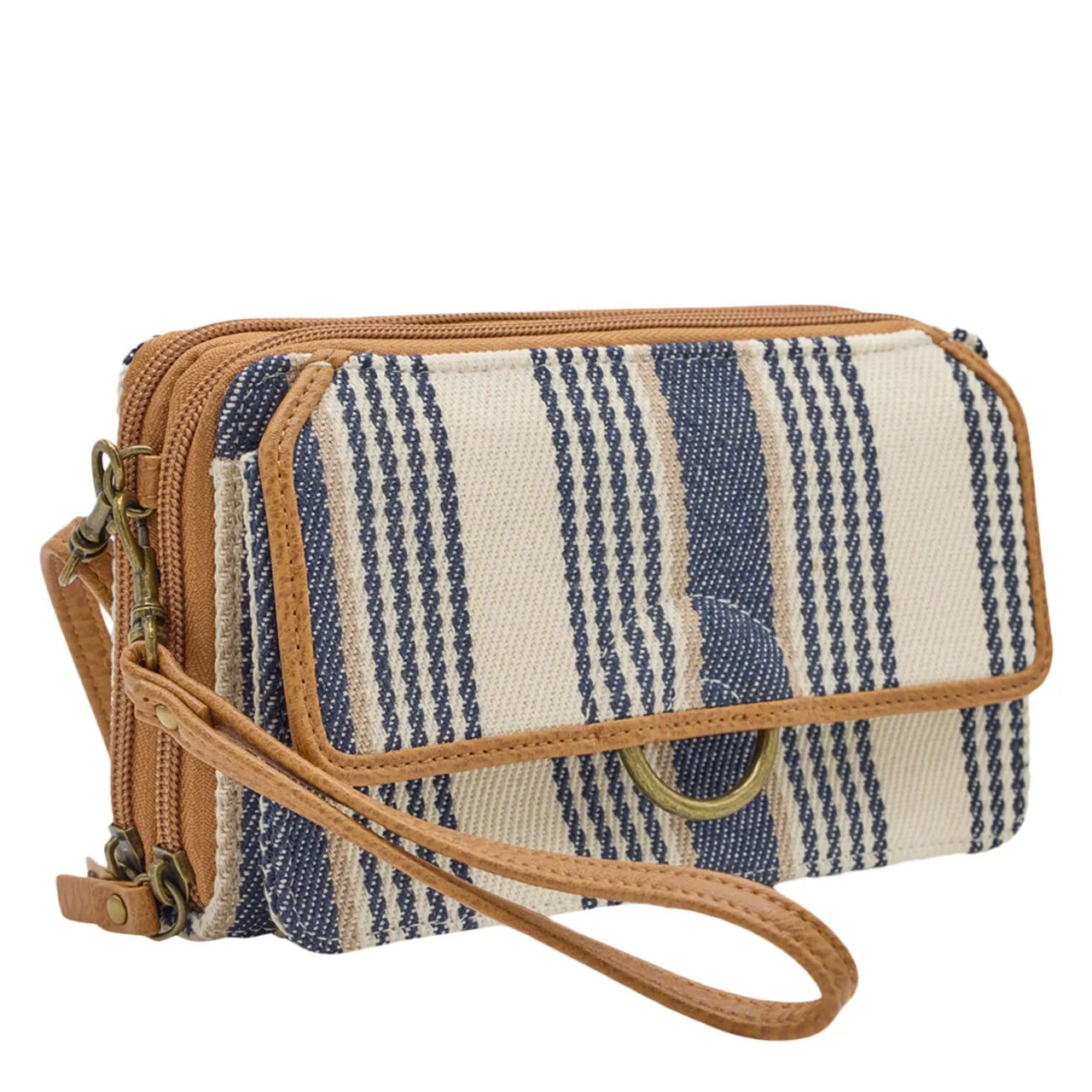 Women's Stripe Wallet On A String Bag