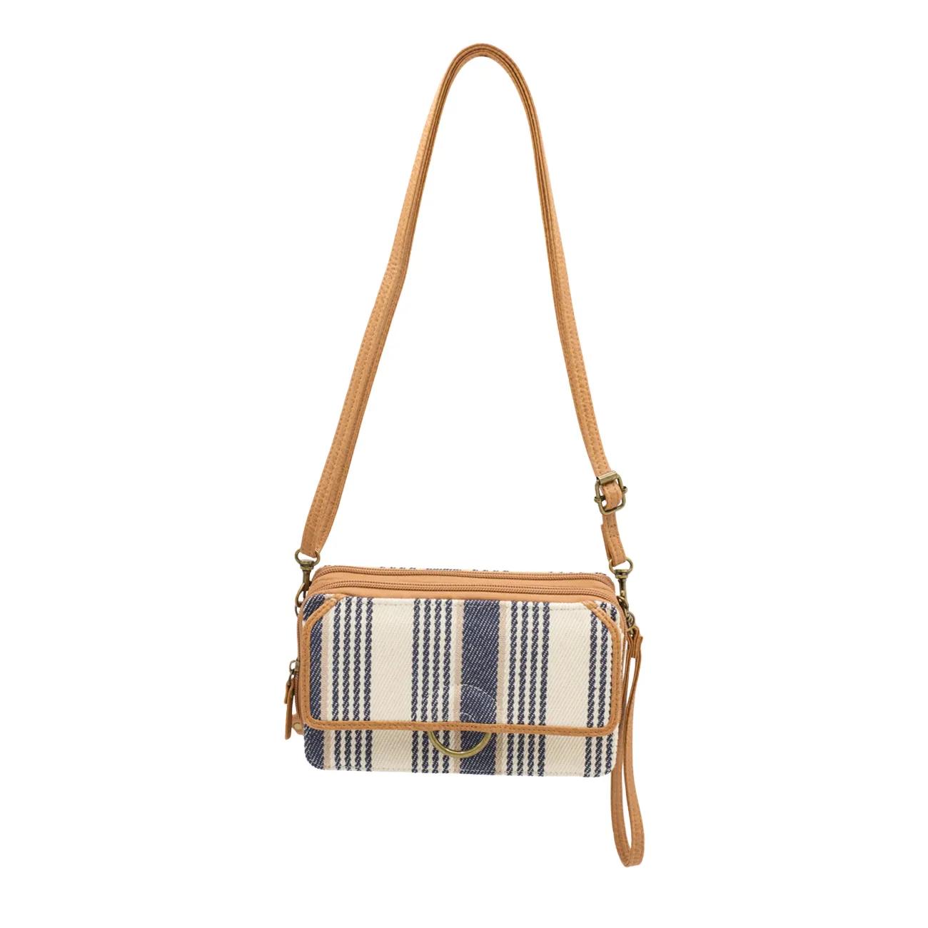 Women's Stripe Wallet On A String Bag