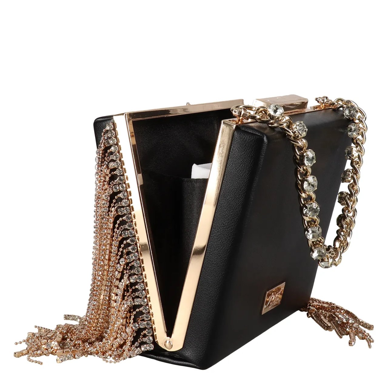 Women's Ryker Fringe Crystal Jewel Handle Minaudiere Bag