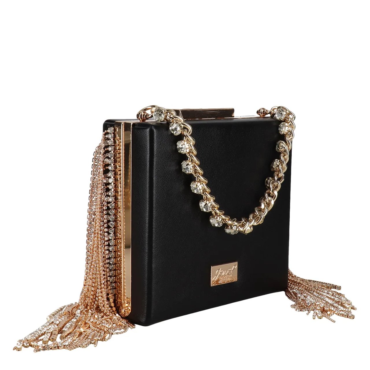 Women's Ryker Fringe Crystal Jewel Handle Minaudiere Bag