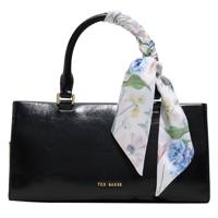 Women's Farah Leather Satchel with Scarf BLACK LEATHER view