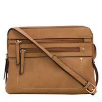 Front Zip Crossbody Bag Camel view