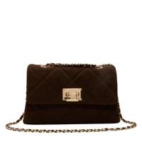Quilted Faux Suede Crossbody COCOA BROWN view