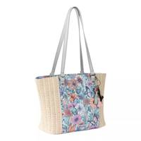 Meadow Straw Tote AQUA IN BLOOM view
