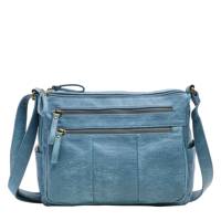 Double Zip Shoulder Bag BLUE CHAMBRAY view