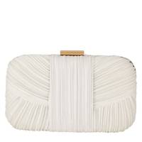 Women's Cleo Minaudiere Evening Clutch White Satin view
