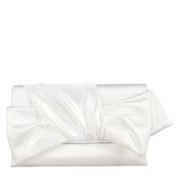 Women's Delilah Handtied Bow Envelope Clutch White Satin view