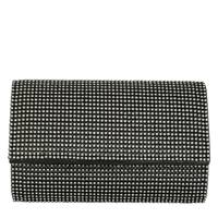 Foldover Rhinestone Clutch Black view