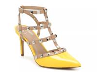 Liraven Pump Yellow Faux Patent view