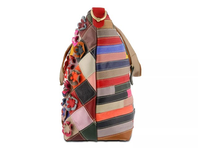 Applique Leather Shoulder Bag