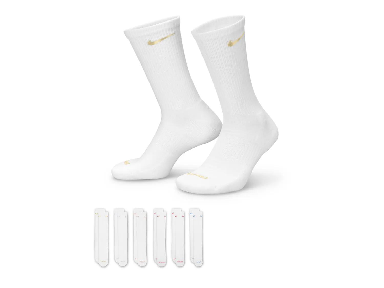 Nike Everyday Plus Cushioned Men's Crew Socks 6 Pack | Men | Women's | White/Multicolor Metallic | Size M | Socks | Athletic | Crew