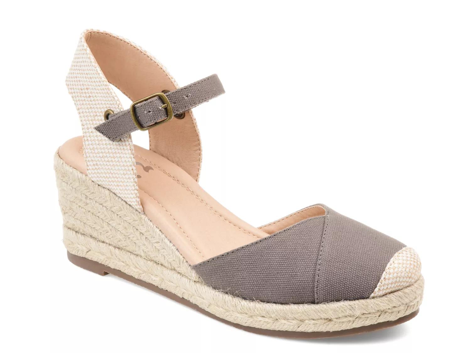 Journee Collection Ashlyn Espadrille Wedge Sandal | Women's | Grey | Size 10 | Sandals | Ankle Strap