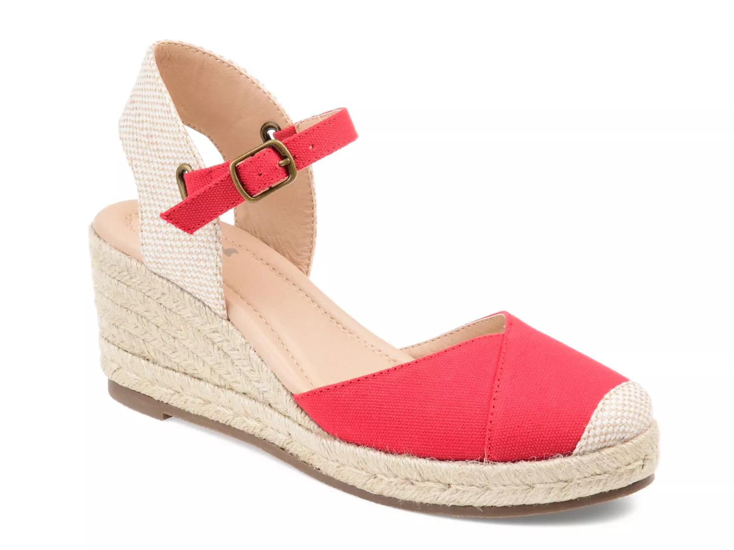 Journee Collection Ashlyn Espadrille Wedge Sandal | Women's | Candy Red | Size 10 | Sandals | Ankle Strap