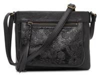Sanibel Leather Crossbody Bag Black Matte Floral Embossed view