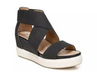Scheena Wedge Sandal Black Faux Leather view