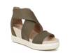Scheena Wedge Sandal Olive Green Faux Suede view