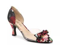 Cupcake Pump Black/Red/White Floral Print Satin view