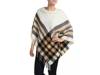 Plaid Poncho Off White/Camel/Black Plaid view