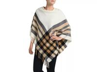 Plaid Poncho Off White/Camel/Black Plaid view