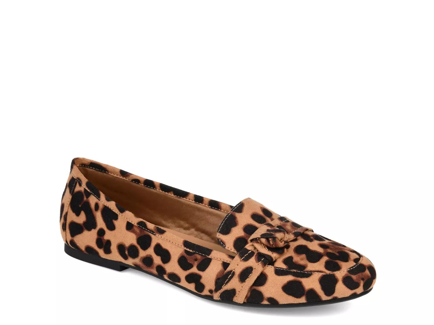 Journee Collection Marci Loafer | Women's | Tan/Black Leopard Print | Size 6 | Flats | Loafers