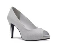 Rainaa Platform Pump Silver Metallic Knit Fabric view
