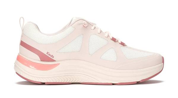 A side view of the BlissMove Dual Mesh Slip-On in snow white/fall blush. Shop Slip-Ons.