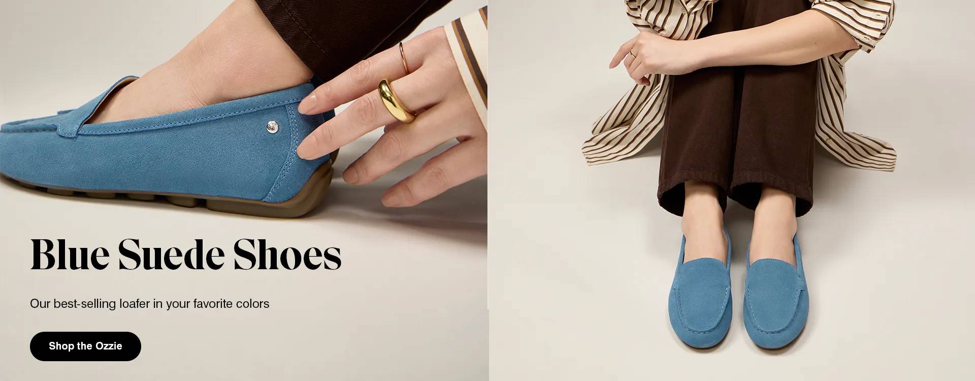 blue suede loafers
