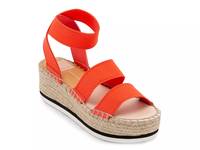Lury Espadrille Wedge Sandal Deep Coral Elastic view