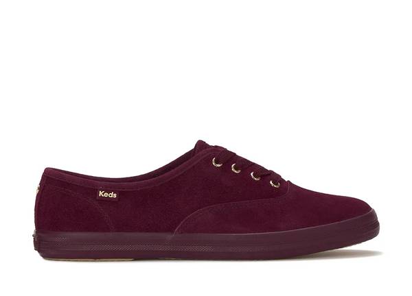 A side view of the Keds Champion Luxe Suede Lace-Up in fig.