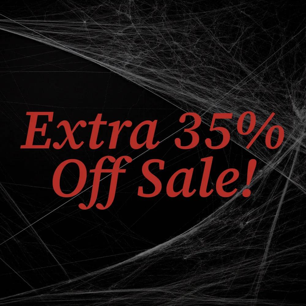 A black background with halloween-inspired cobwebs and white text that says