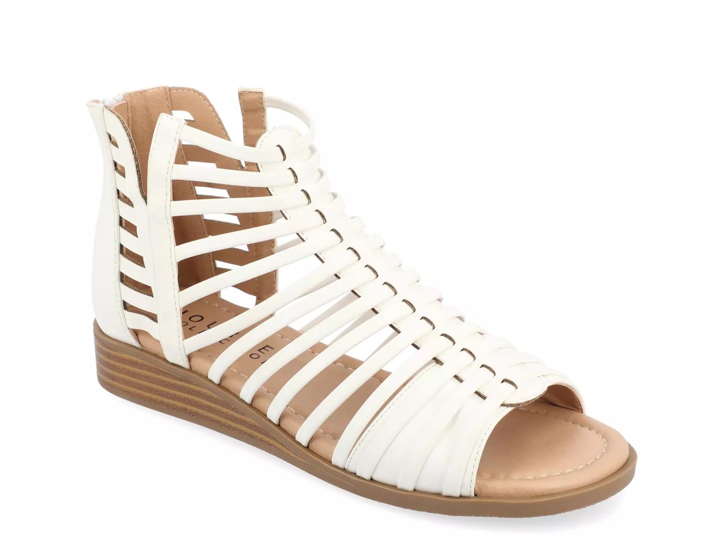 Journee Collection Wide Width Delilah Gladiator Sandal | Women's | White | Size 6 | Sandals