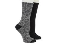 Soft Polytam Marled Women's Crew Socks - 2 Pack Black Solid & Marbled view