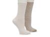 Soft Polytam Marled Women's Crew Socks - 2 Pack Cream Solid & Tan Marbled view