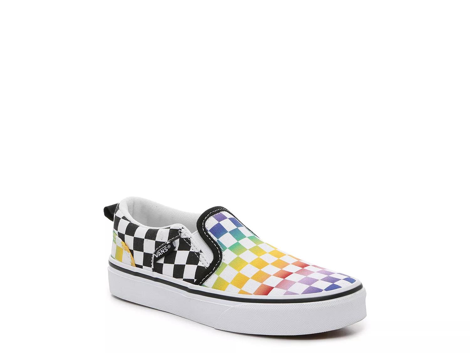 Vans Asher Rainbow Check Slip-On Sneaker - Kids display picture 2