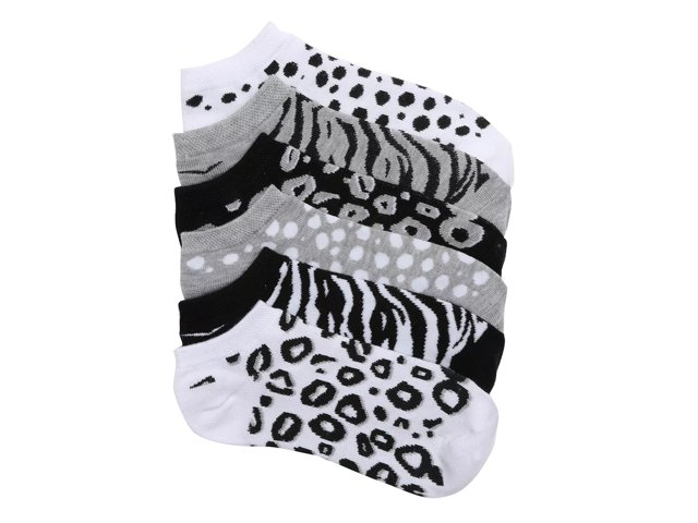 Animal Print Women's No Show Socks - 6 Pack