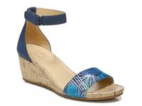 Areda Wedge Sandal Blue Leaf Print Synthetic view