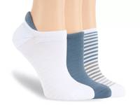 Stripe No Show Socks - 3 Pack White/Blue/Grey view