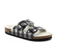 Arizona Shearling Slide Sandal - Men's Black/White Buffalo Plaid view