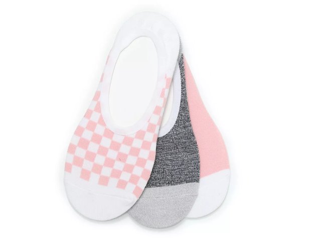Solid Check Women's No Show Socks - 3 Pack