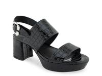Camera Platform Sandal Black Croc Embossed view