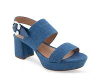 Camera Platform Sandal Blue Denim Fabric view