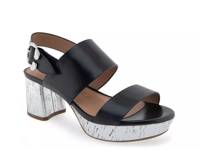 Camera Platform Sandal Black Leather/Silver Cork Heel view