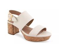 Camera Platform Sandal Off White Leather/Cork Heel view