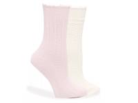Super Soft Cable Crew Socks - 2 Pack Light Pink/ Off White view