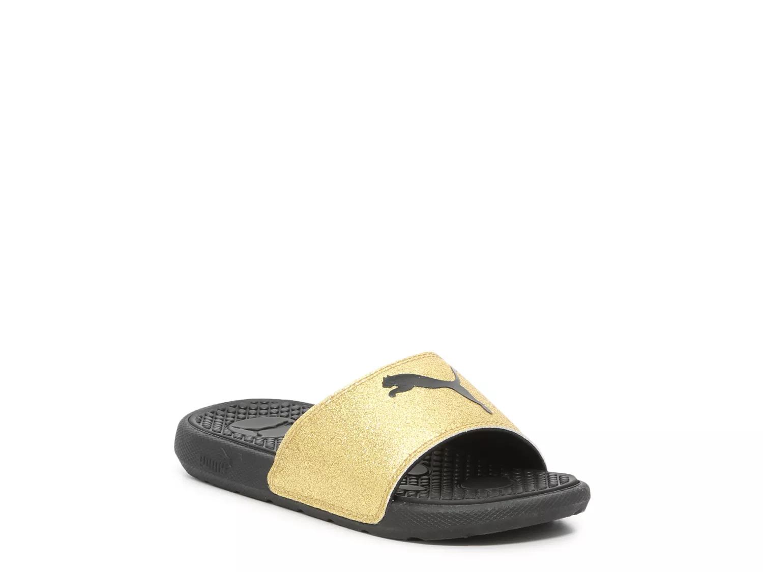 Puma Cool Cat Glitz Slide Sandal Kids' | Girl's | Gold Metallic | Size 11 Youth | Sandals | Athletic