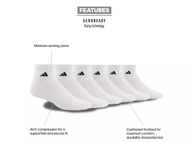 Cushioned Men's Quarter Ankle Socks - 6 Pack