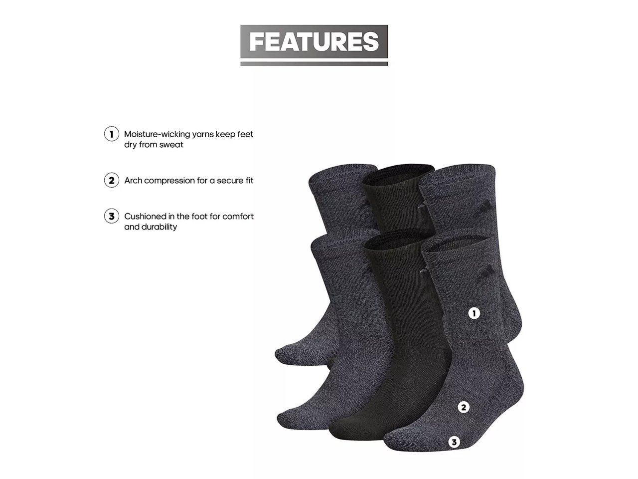 Cushioned Men's Crew Socks - 6 Pack