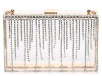 Rhinestone Fringe Clutch Clear view