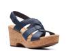 Giselle Beach Wedge Sandal Navy Leather view